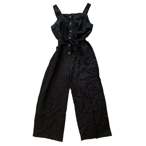 NWT Talbots Black Linen Blend Jumpsuit Size 2 Capri Washable RT10295 $169 - Picture 1 of 10